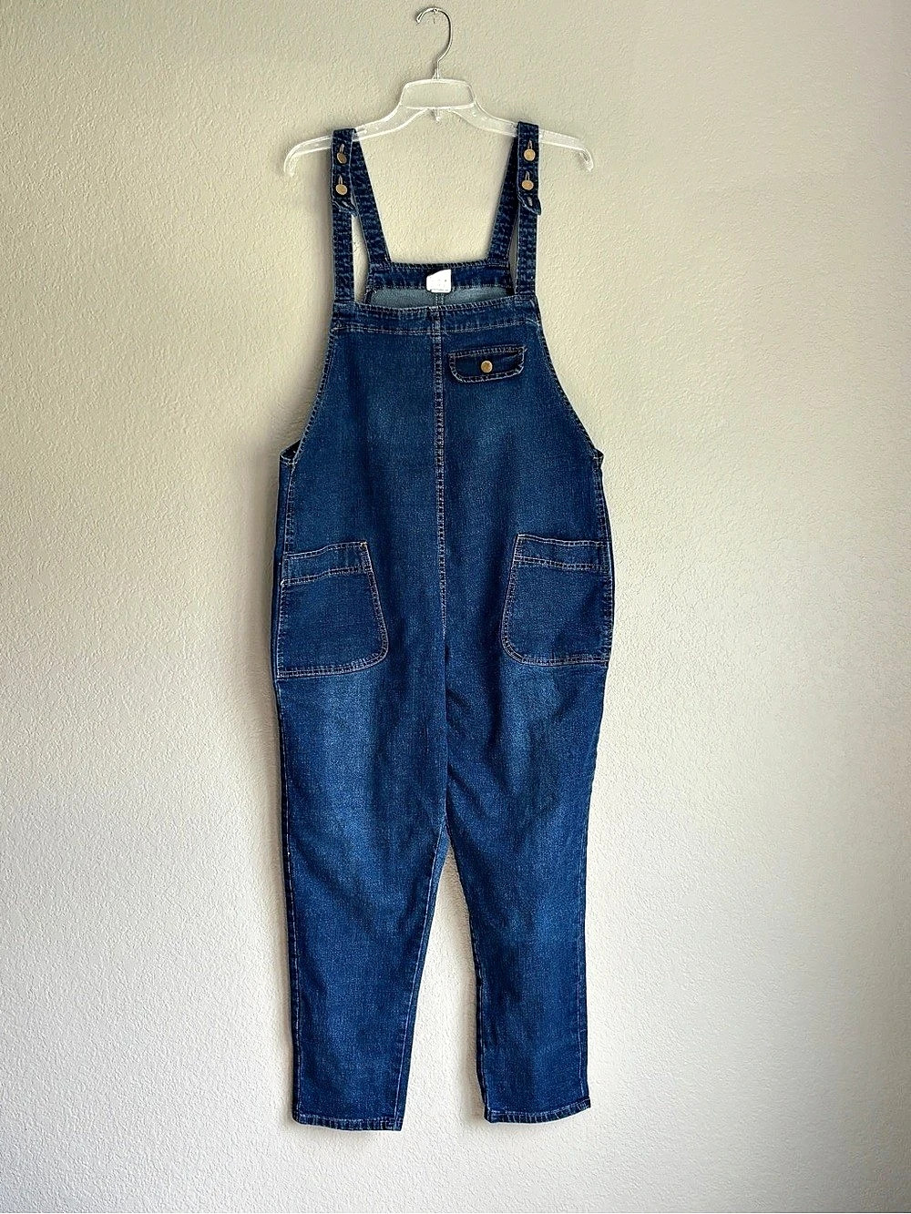 Women's Relaxed Denim Overalls Blue Large